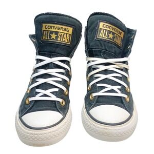 Converse Chuck Taylor All Star High Top Black Gold Metallic 553033F Women Size 7
